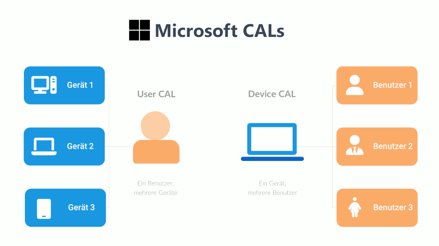Infografik - Typen von Microsoft CALs