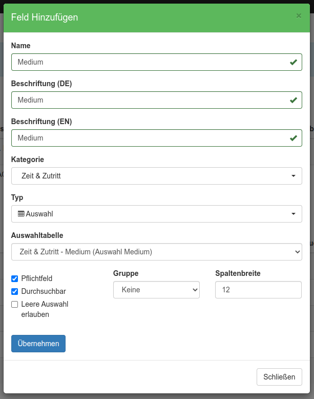 Definition von Attributen für die Schlüsselverwaltung in Inventory360