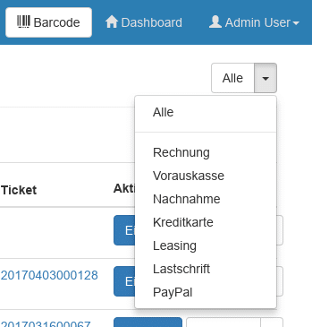 Filter von Bestellungen nach Zahlungsart