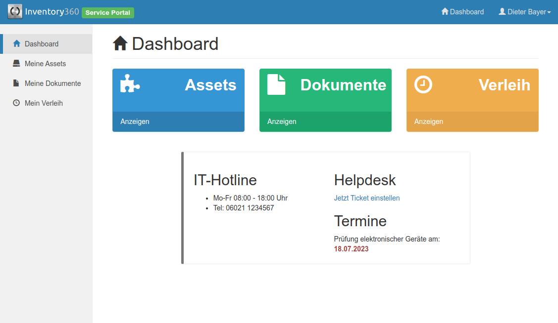Self Service Portal von Inventory360