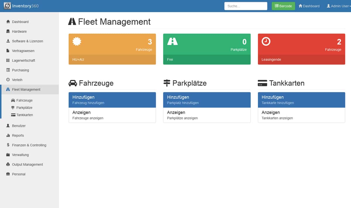 Inventory360 Dashboard für Verleih