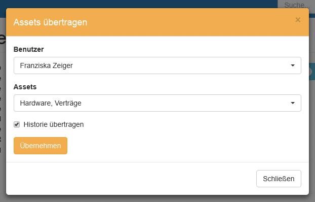 Umzug von Hardware zwischen zwei Mitarbeitern