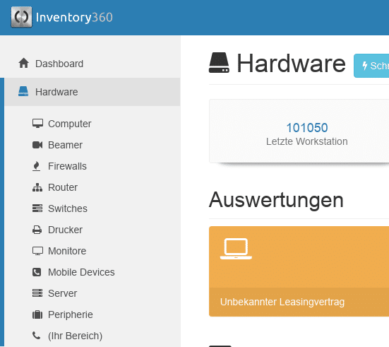 Ansicht eigener Inventar Bereiche