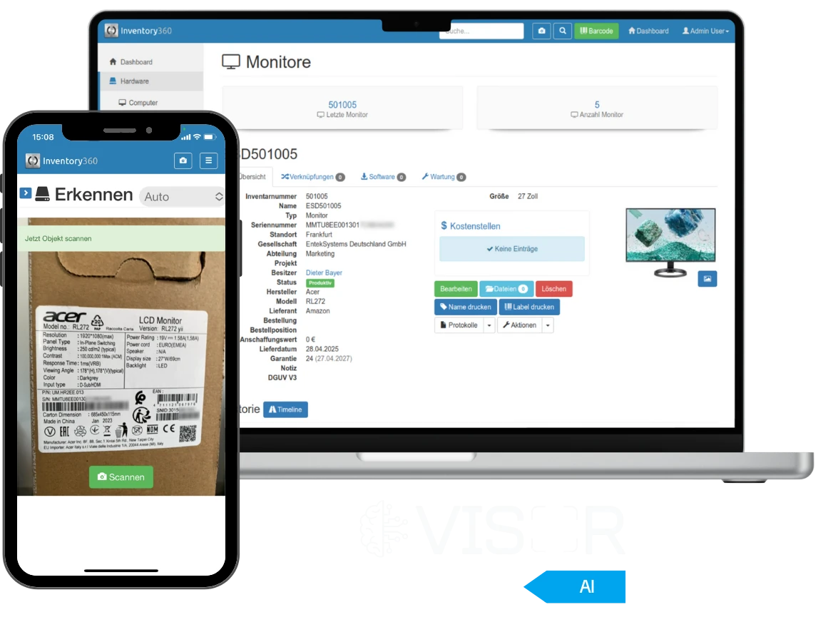 Kontrollbereich der automatischen Inventarisierung in Inventory360