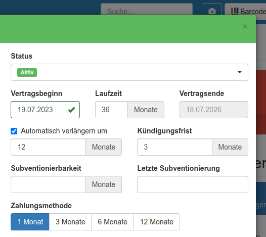Vertragsverwaltung in Inventory360