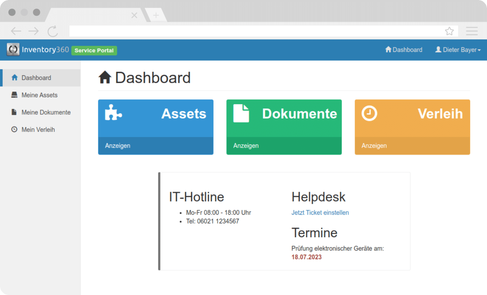 Self Service Portal von Inventory360